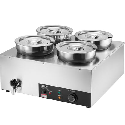 VEVOR Commercial Soup Warmer Soup Station with 4*7.4Qt Pot Soup Kettle Warmer