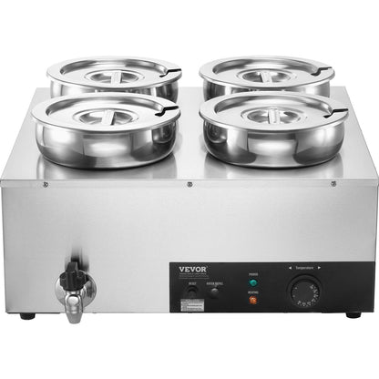 VEVOR Commercial Soup Warmer Soup Station with 4*7.4Qt Pot Soup Kettle Warmer