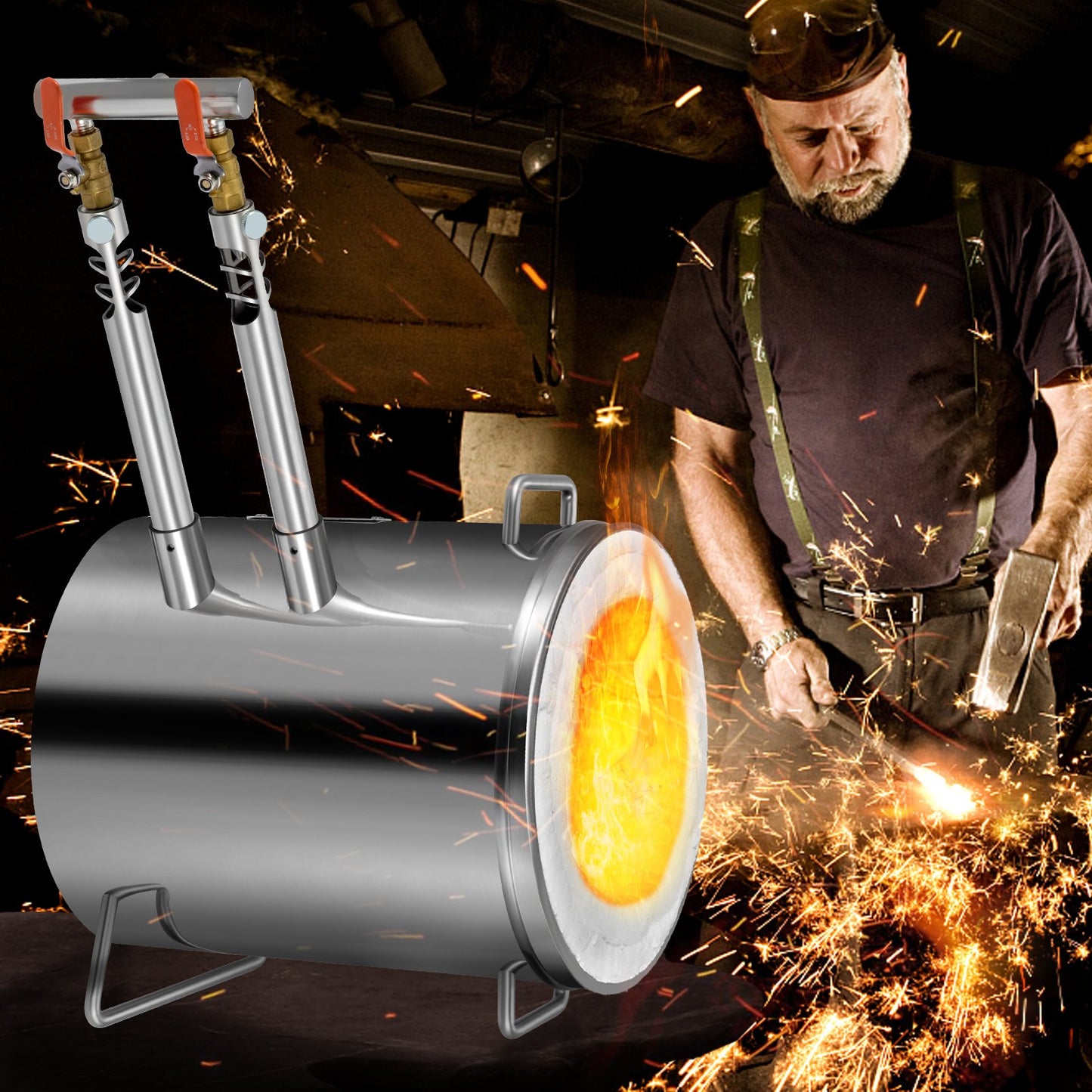 VEVOR 12KG Propane Smelting Furnace Kit Melting Furnace Double Burners 2700℉