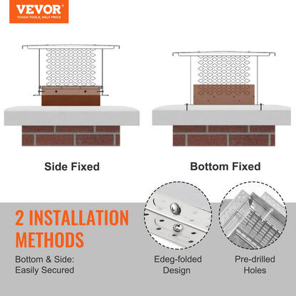 VEVOR Chimney Cap 13” x 9” 304Stainless Steel Fireplace Flue Caps Cover Mesh