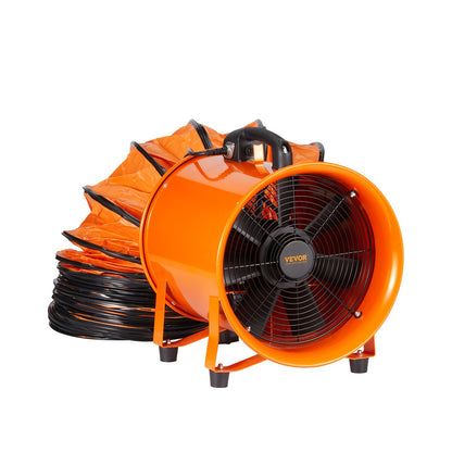VEVOR Portable Ventilator, 203.2mm/8inch Heavy Duty Cylinder Fan with 10m Duct Hose, 145W Strong Shop Exhaust Blower 1020CFM, Industrial Utility Blower for Sucking Dust, Smoke, Smoke Home/Workplace