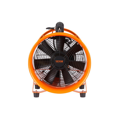 VEVOR Portable Ventilator, 254mm/10inch Heavy Duty Cylinder Fan with 5m Duct Hose, 255W Strong Shop Exhaust Blower 1720CFM, Industrial Utility Blower for Sucking Dust, Smoke, Smoke Home/Workplace