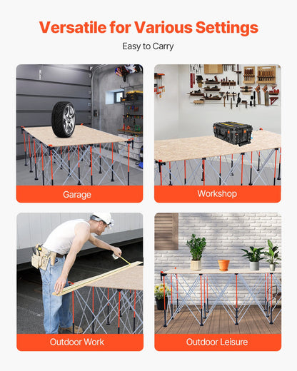 VEVOR Portable Folding Workstand 2455 x 1260 mm Collapsible Work Stand 2724 kg