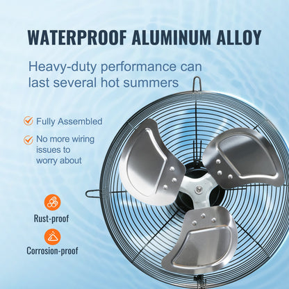 VEVOR Shutter Exhaust Fan, 356 mm High-speed 1400RPM 994 CFM, Aluminum Wall Mount Attic Fan with AC-motor, Ventilation and Cooling for Greenhouses, Garages, Sheds, Shops