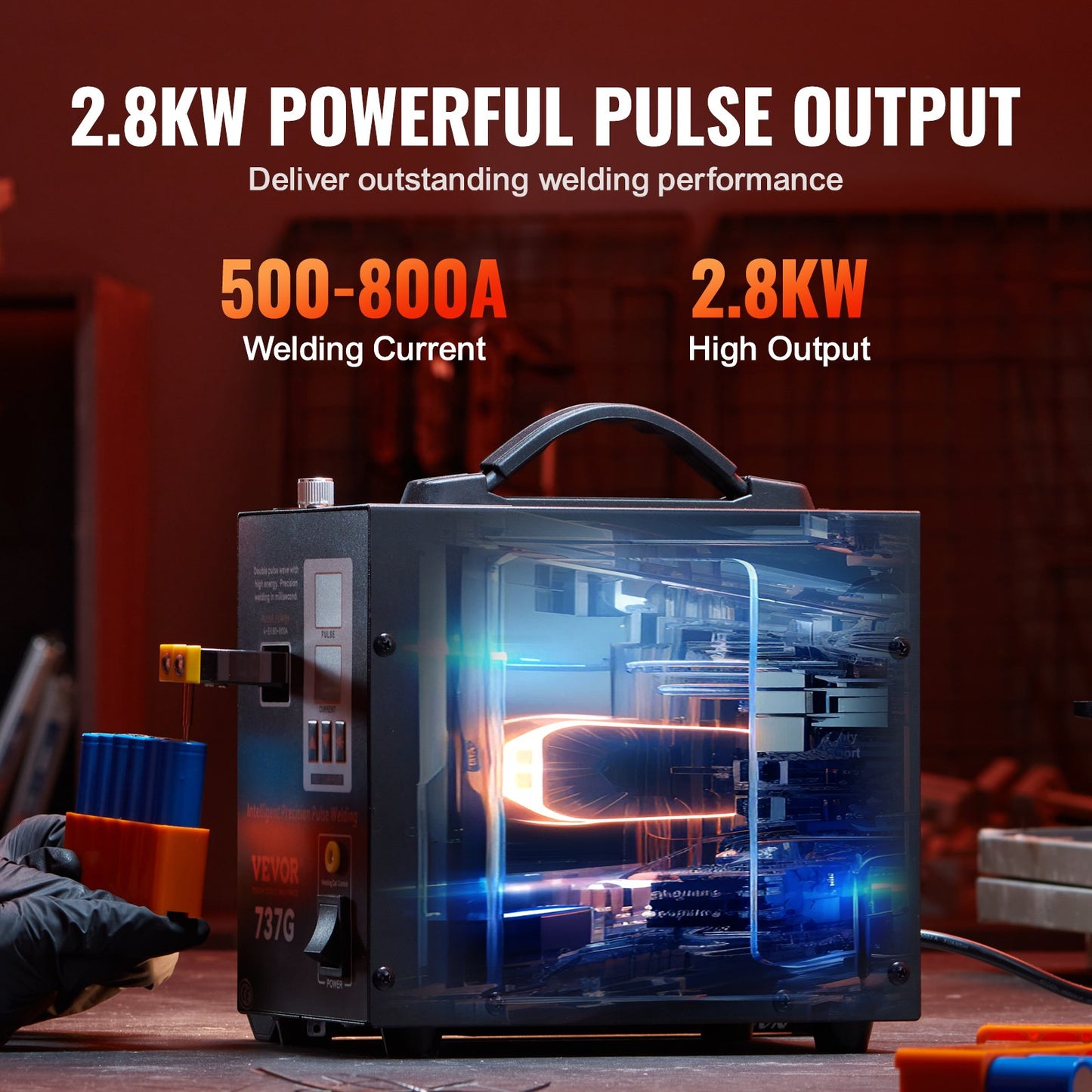 VEVOR Spot Welder, 737G Pulse Spot Welder, Portable High-Power Welding Machine Soldering Station with 2 Welding Modes and LED Lighting for 0.12mm Pure Nickel