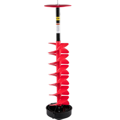 VEVOR Ice Drill Auger, 8\" Diameter Nylon Ice Auger, 39\" Length Ice Auger Bit,Auger Drill with 11.8\" Extension Rod,Auger Bit with Drill Adapter,Top Plate & Blade Guard for Ice Fishing Ice Burrowing