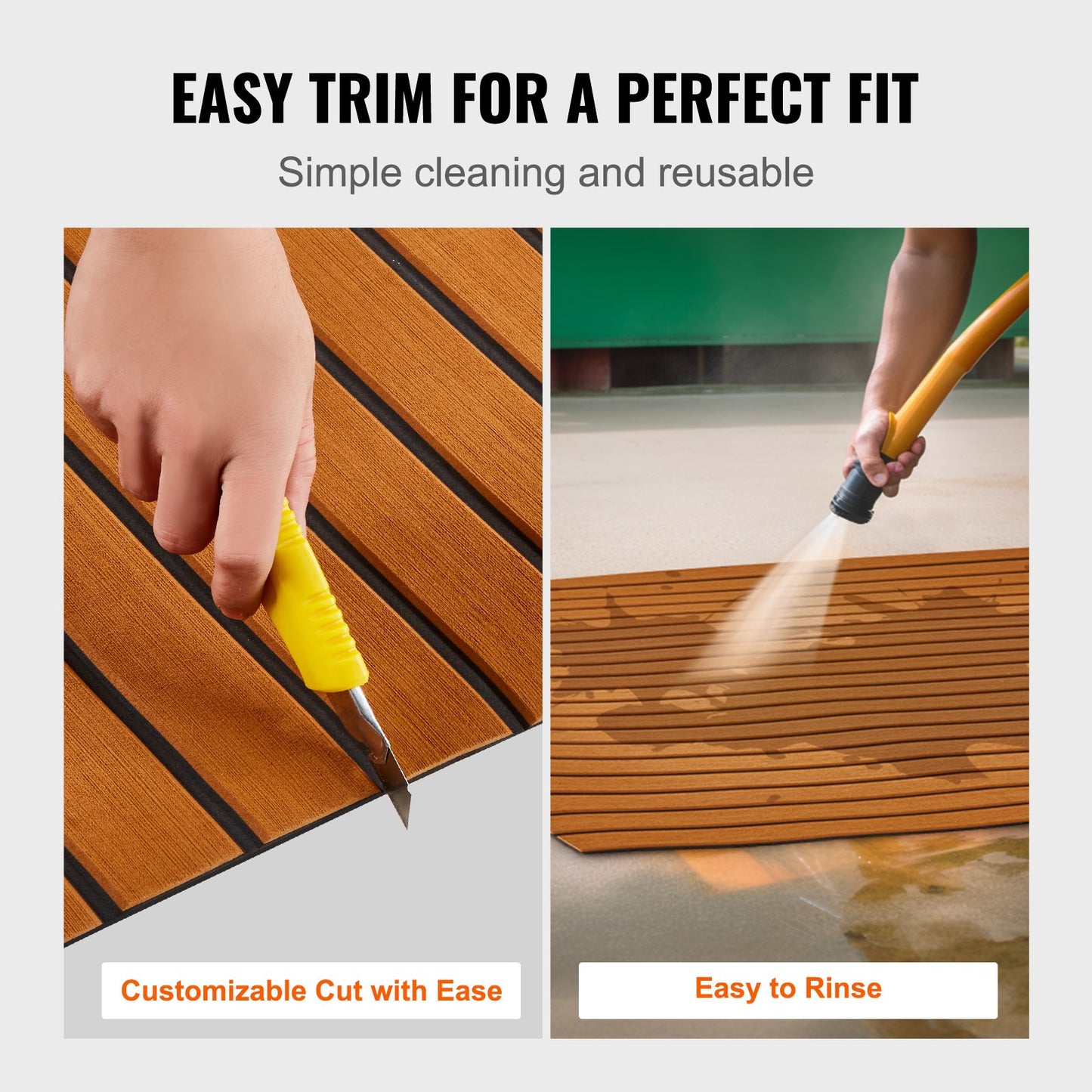 VEVOR Boat Flooring, EVA Foam Boat Decking 94.5" x 46", Non-Slip Self-Adhesive Flooring, 29.9 sq.ft Marine Carpet for Boats, Yacht, Pontoon, Kayak Decking