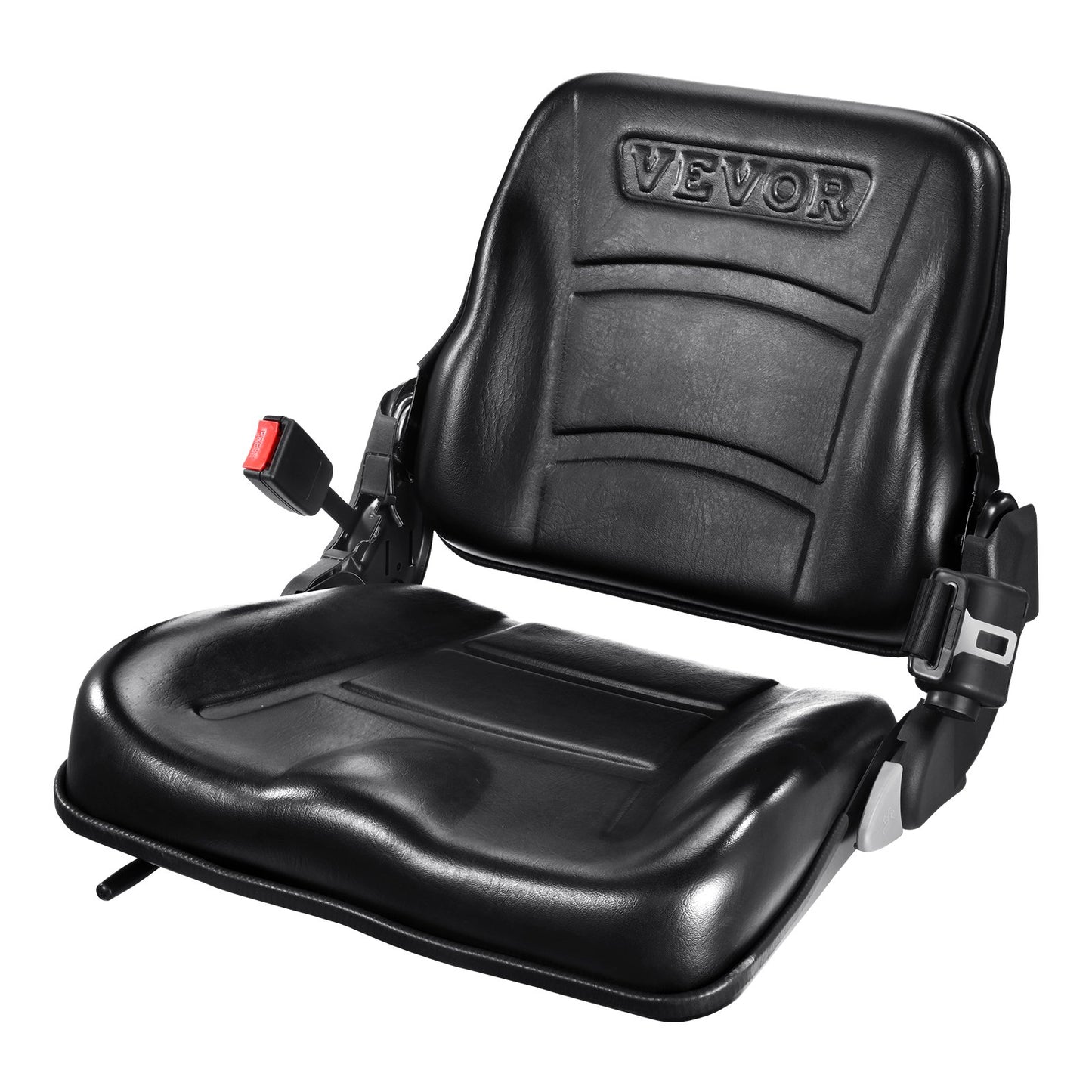 VEVOR Universal Forklift Seat, Fold Down Tractor Seat with Adjustable Angle Back, Micro Switch and Retractable Seatbelt, 16-34 cm Slot Forklift Seat for Tractor Loader Excavator