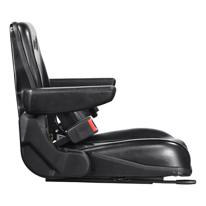 VEVOR Universal Forklift Seat, Fold Down Tractor Seat with Adjustable Angle Back, Micro Switch, Seatbelt and Armrests, 16-34 cm Slot Tractor Seat for Tractor Loader Excavator