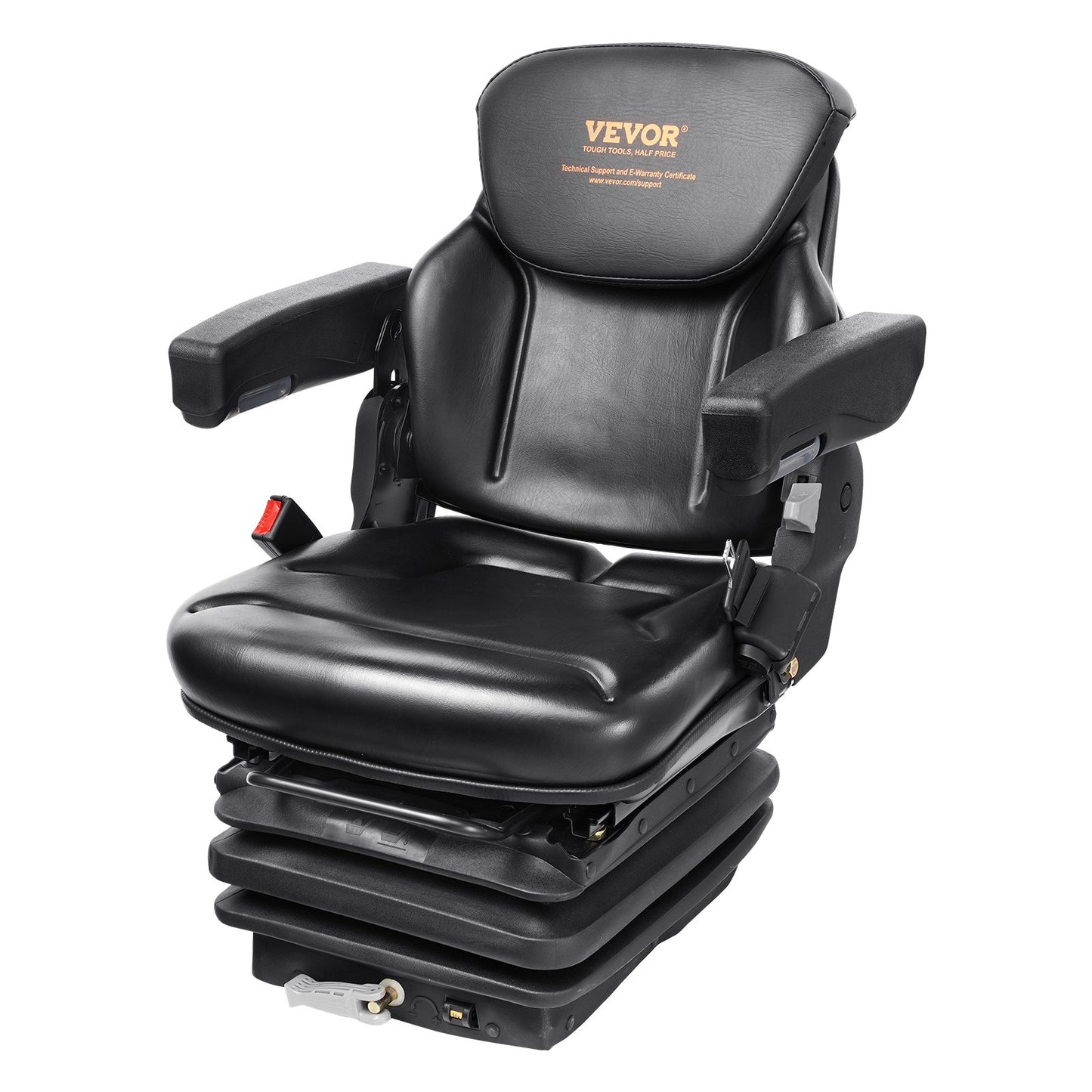 VEVOR Universal Forklift Seat Adjustable Tractor Seat with Seatbelt Armrests