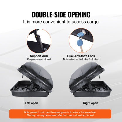 VEVOR Rooftop Cargo Carrier 220 L Luggage Storage Box ABS for SUVs Cars