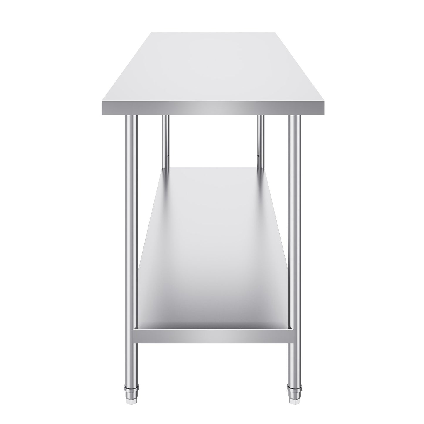 VEVOR Stainless Steel Prep Table, 24 x 72 x 34 Inch, Heavy Duty Metal Worktable with 3 Adjustable Height Levels, Commercial Workstation for Kitchen Garage Restaurant Backyard
