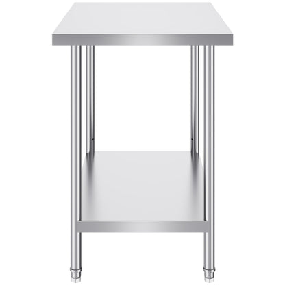 VEVOR Stainless Steel Prep Table, 24 x 36 x 34 Inch, Heavy Duty Metal Worktable with 3 Adjustable Height Levels, Commercial Workstation for Kitchen Garage Restaurant Backyard