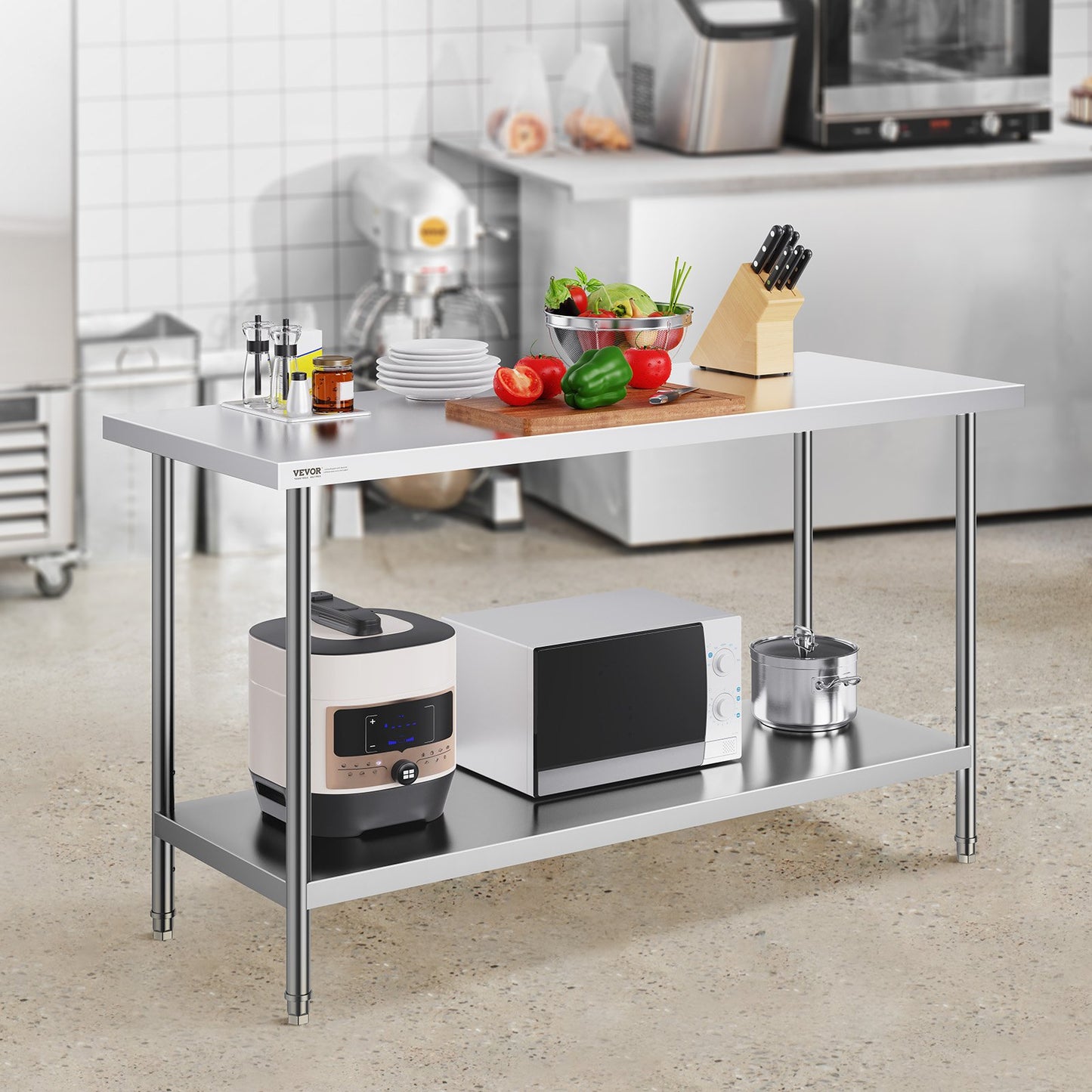 VEVOR Stainless Steel Work Prep Table Commercial Worktable Food Prep 24x60x34in