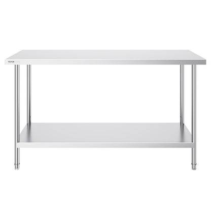VEVOR Stainless Steel Work Prep Table Commercial Worktable Food Prep 24x60x34in