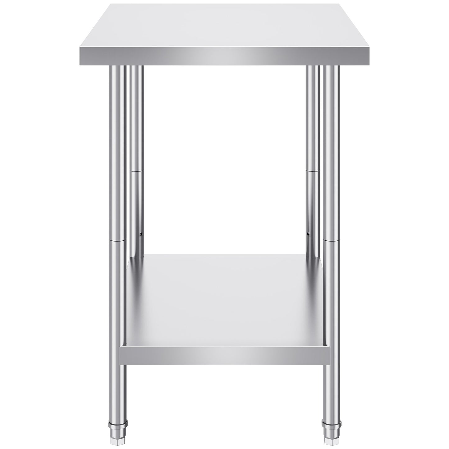 VEVOR Stainless Steel Prep Table, 24 x 30 x 34 Inch, Heavy Duty Metal Worktable with 3 Adjustable Height Levels, Commercial Workstation for Kitchen Garage Restaurant Backyard