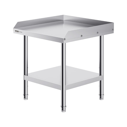 VEVOR Stainless Steel Work Table, 24 x 24 x 26 Inch Commercial Food Prep Worktable, 3-Sided Backsplash Heavy Duty Prep Worktable, Metal Work Table with Adjustable Height for Restaurant Home Hotel
