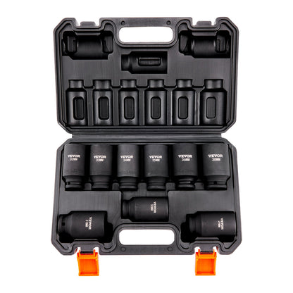 VEVOR Impact Sockets Set 9pcs 6-Point 1/2in Metric Drive Bit Ratchet Tool Kit