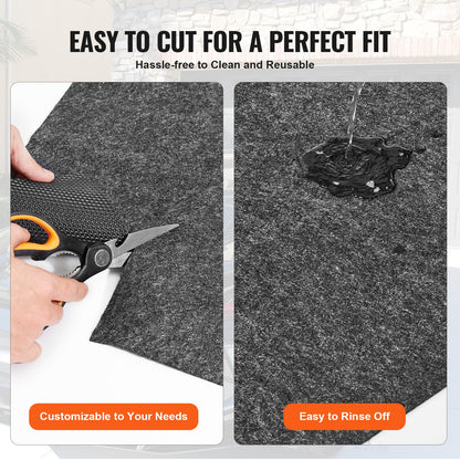 VEVOR Waterproof Garage Floor Mat for Under Car, Non-slip 2 x 2.6 M Compact Size Heavy Duty Containment Mat, Protects Garage Floor from Water, Mud and Oil, For Garages,Greenhouses,Entrance