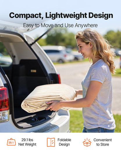 Carport Replacement Canopy, 6 x 3 m Potable Garage Tent Top Tarp with Sidewalls, UV-Resistant & Waterproof, Heavy Duty Car Shelter Tarp with Ball Buggees, Beige, Frame Not Included
