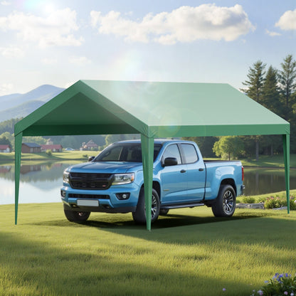 Carport Replacement Canopy, 6 x 3 m Potable Garage Tent Top Tarp, UV-Resistant & Waterproof Car Shelter Tarp, Heavy Duty Car Port Cover with Ball Buggees, Dark Green, Frame Not Included