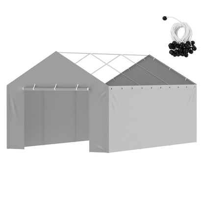 Carport Replacement Canopy Cover Side Wall 6 x 3.6 m, Garage Tent Shelter Tarp Heavy-Duty Waterproof & UV Protected, Easy Installation with Ball Bungees,Grey (Top and Frame Not Included)