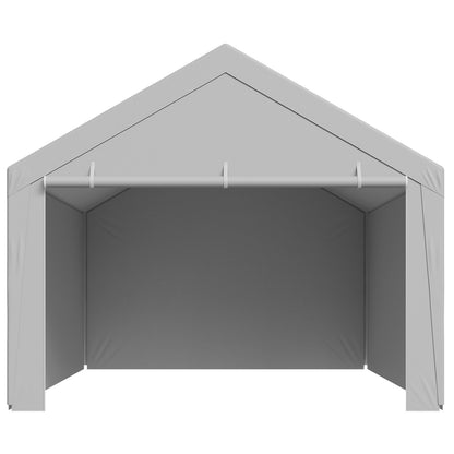 Carport Replacement Canopy, 6x 3.6 m Potable Garage Tent Top Tarp with Sidewalls, UV-Resistant & Waterproof, Heavy Duty Car Shelter Tarp with Ball Buggees, Grey, Frame Not Included