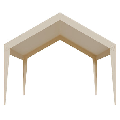 Carport Replacement Canopy, 6 x 3.6 m Potable Garage Tent Top Tarp, UV-Resistant & Waterproof Car Shelter Tarp, Heavy Duty Car Port Cover with Ball Buggees, Beige, Frame Not Included