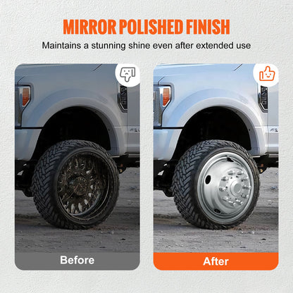 VEVOR 50cm 8 Lug Wheel Simulators, 304 Stainless Steel Wheel Simulator Kit with Mirror Polished Finish, 2 Front and 2 Rear Wheel Covers Fit for For Ford F450/F550 (2005-2020), 4 pcs