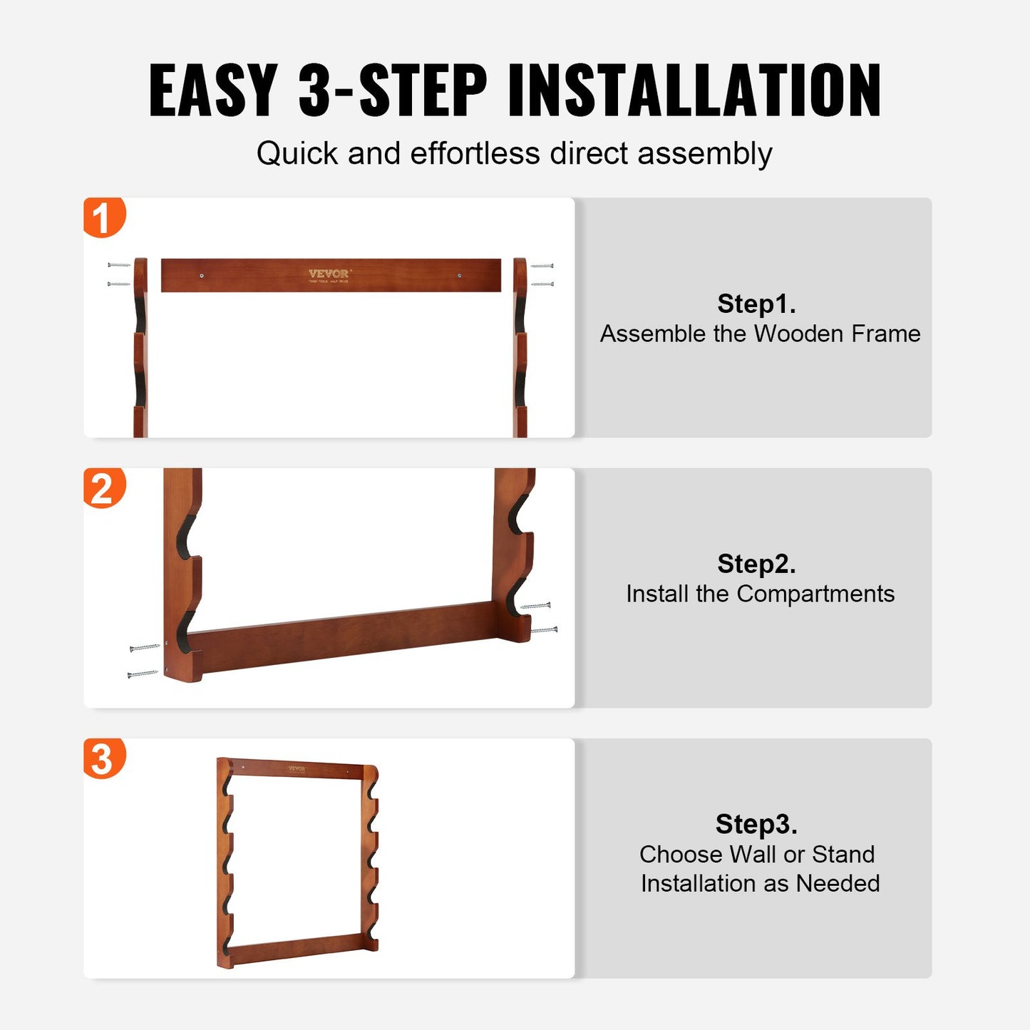 VEVOR Gun Rack, Wood Gun Rack Wall Mount, Gun Display Rack holds 5 Rifles, Shotguns, 132 lb Heavy Duty Wall Storage Display Rifle Rack with Soft Padding