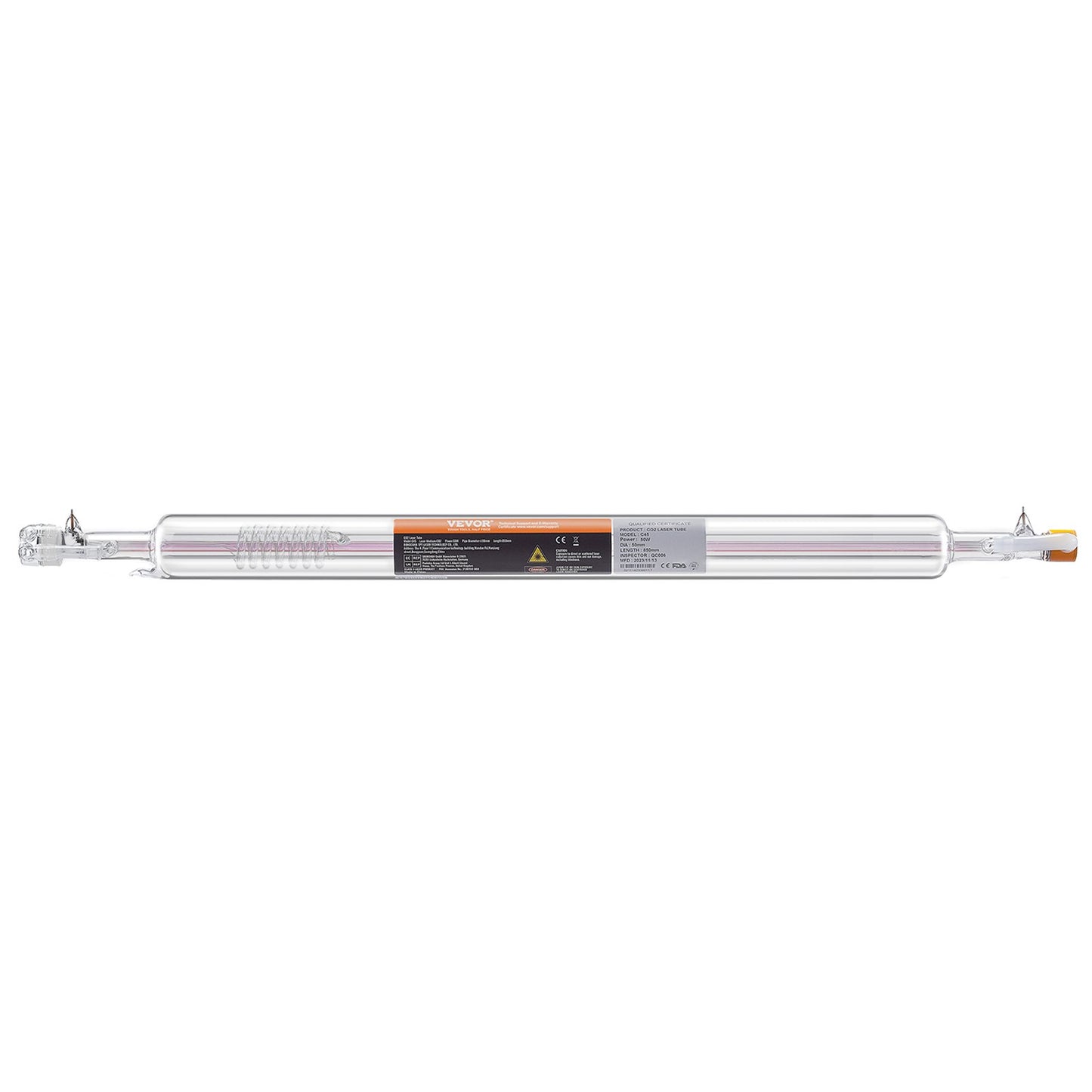 VEVOR Laser Tube, 50W CO2 Laser Tube for Laser Engraver and Cutter Machine, 850 mm Length, 50 mm Diameter, Glass Laser Cutting Tube with TEM00 Beam Mode, for Wood Acrylic Fabric Leather Bamboo