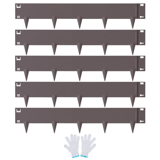 VEVOR Steel Landscape Edging, 5-pack Steel Garden Edging Borders, 39" L x 5" H Strips, Hammer-in Edging Border, Bendable Metal Landscape Edging for Yard, Garden, Lawn, 3.15" Spike Height, Rustic Brown
