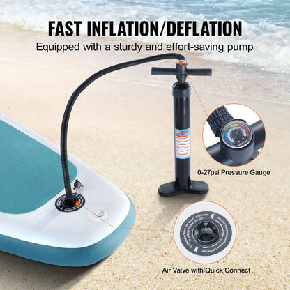 VEVOR Inflatable Stand Up Paddle Board, 3230 x 838 x 152 mm SUP Paddleboard, with Board Accessories, Pump, Paddle, Fin, Phone Bag, Backpack, Ankle Leash, Repair Kit, Non-slip Deck for Youth & Adults