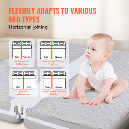 VEVOR Bed Bridge King Bed Converter Kit Metal Buckle and Storage Bag 75"L x 10"W