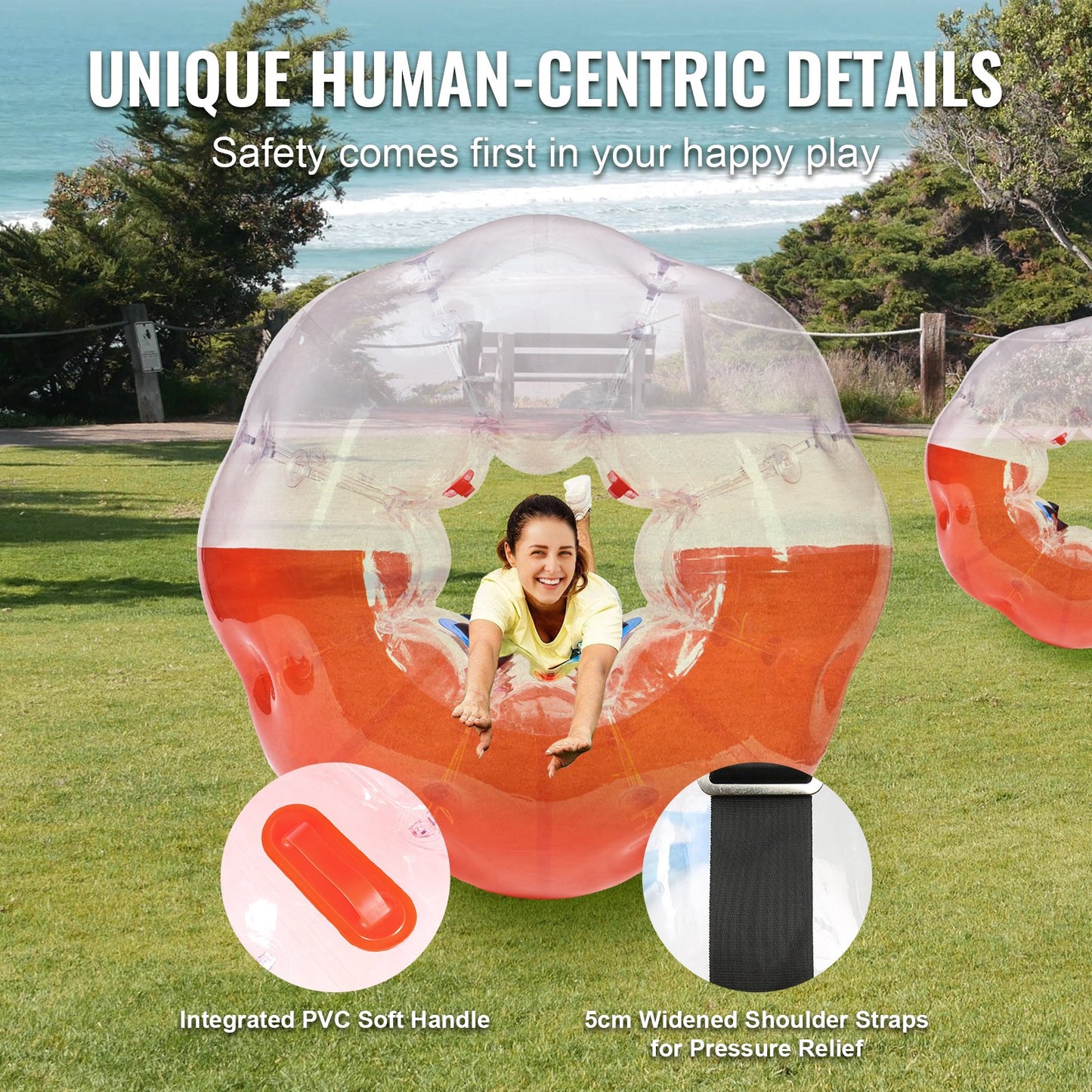 VEVOR Inflatable Bumper Ball 1-Pack, 5FT/1.5M Body Sumo Zorb Balls for Teen & Adult, 0.8mm Thick PVC Human Hamster Bubble Balls for Outdoor Team Gaming Play, Bumper Bopper Toys for Garden, Yard, Park