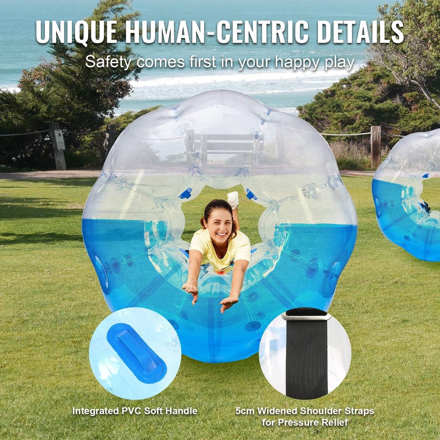 VEVOR Inflatable Bumper Ball 1-Pack, 5FT/1.5M Body Sumo Zorb Balls for Teen & Adult, 0.8mm Thick PVC Human Hamster Bubble Balls for Outdoor Team Gaming Play, Bumper Bopper Toys for Garden, Yard, Park