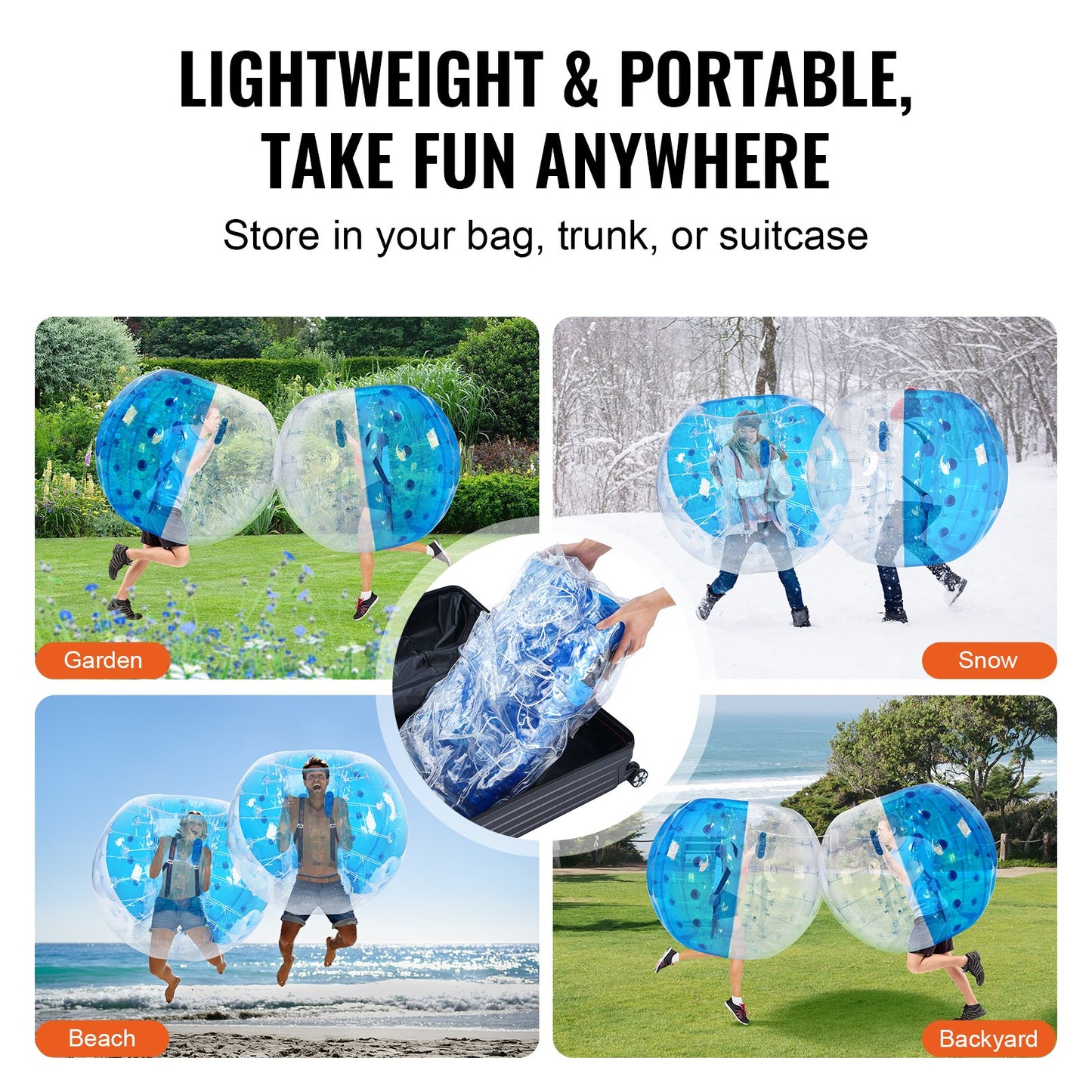 VEVOR Inflatable Bumper Ball 1-Pack, 5FT/1.5M Body Sumo Zorb Balls for Teen & Adult, 0.8mm Thick PVC Human Hamster Bubble Balls for Outdoor Team Gaming Play, Bumper Bopper Toys for Garden, Yard, Park