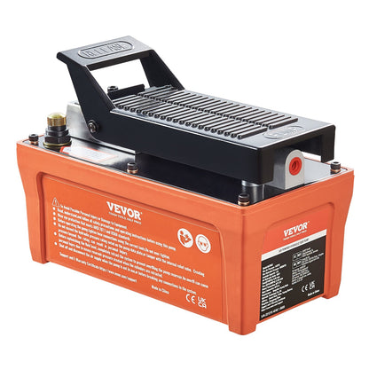 VEVOR Air Hydraulic Pump, 10,000 PSI 1/2 Gal Reservoir, NPT 3/8" Oil Outlet, NPT 1/4" Inlet, 6.6 ft Pipe, Foot Actuated Hydraulic Pump Air Treadle for Auto Body Frame Machines and Pulling Post, Orange