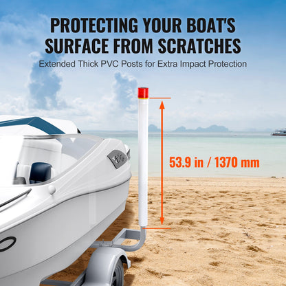 VEVOR Boat Trailer Guide, 1.57M with LED Light Trailer Guide Poles, 2PCS Rustproof Galvanized Steel Trailer Guide ons, Trailer Guides with PVC Pipes, for Ski Boat, Fishing Boat or Sailboat Trailer