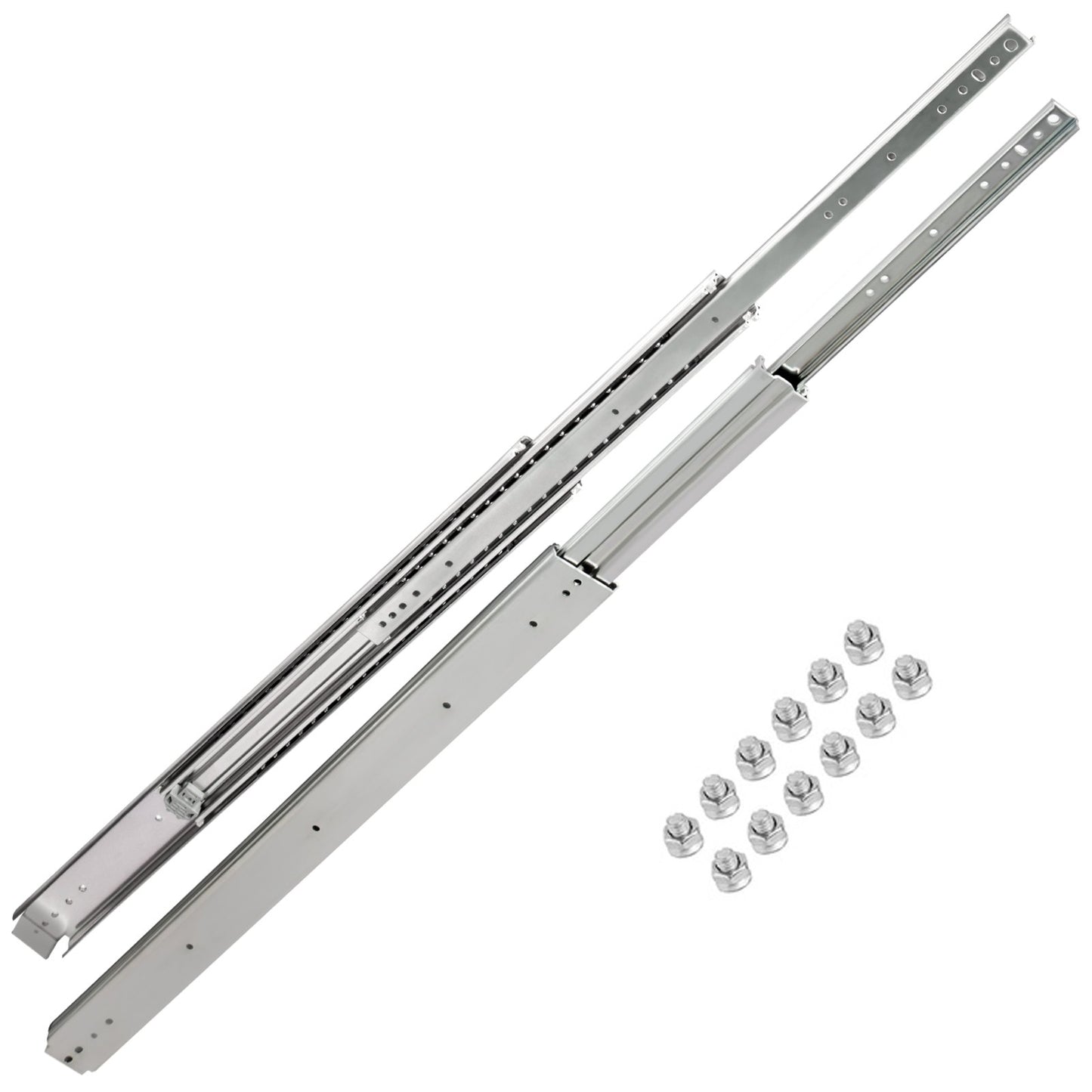 VEVOR Drawer Slides, 1 Pair 42 Inch Heavy Duty Drawer Slides, Ball Bearing Side Mount Drawer Hardware Slides, 500 LBS Load Capacity 3-Section Full Extension Drawer Slides for Smooth Slide, Less Noise