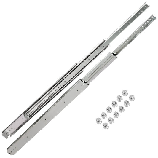 VEVOR Drawer Slides, 1 Pair 42 Inch Heavy Duty Drawer Slides, Ball Bearing Side Mount Drawer Hardware Slides, 500 LBS Load Capacity 3-Section Full Extension Drawer Slides for Smooth Slide, Less Noise