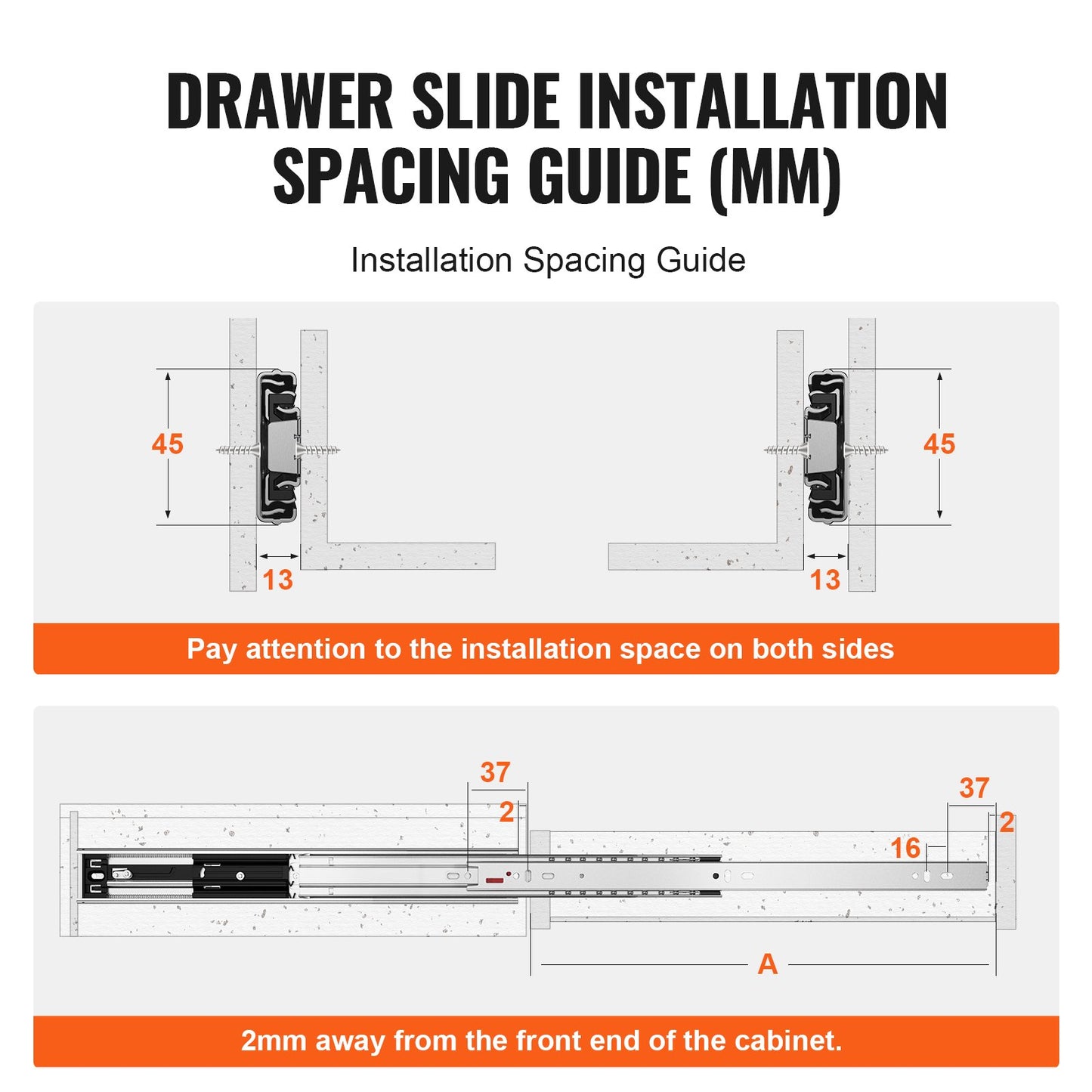 VEVOR 6 Pairs of 508mm Drawer Slides Side Mount Rails, Heavy Duty Full Extension Steel Track, Soft-Close Noiseless Guide Glides Cabinet Kitchen Runners with Ball Bearing, 100 Lbs Load Capacity