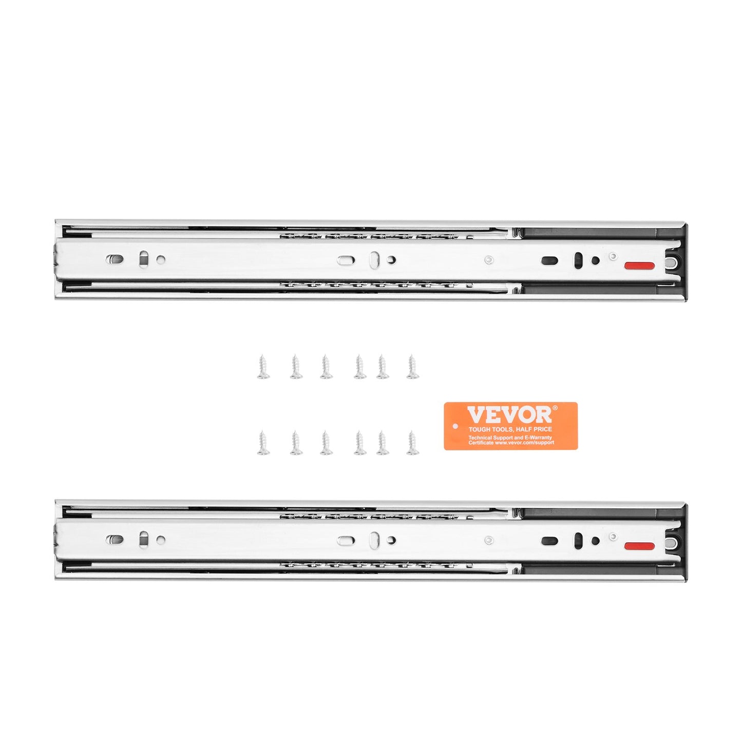 VEVOR 6 Pairs of 508mm Drawer Slides Side Mount Rails, Heavy Duty Full Extension Steel Track, Soft-Close Noiseless Guide Glides Cabinet Kitchen Runners with Ball Bearing, 100 Lbs Load Capacity