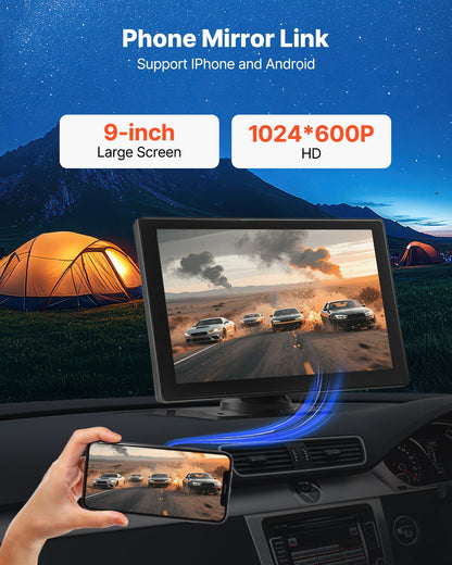 VEVOR Car Stereo Radio CarPlay Touchscreen 228.6 mm Apple Android Backup Camera