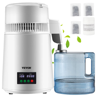 VEVOR 4L Water Distiller 1L/H Distilled Water Maker Timing & Temp Display White