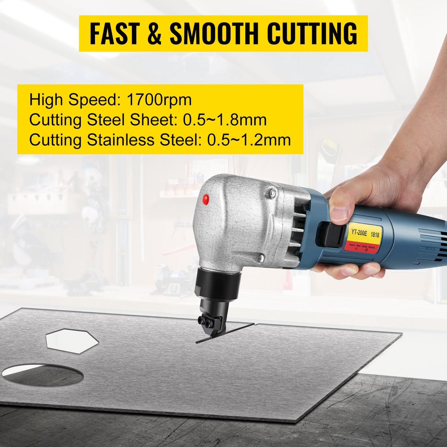 VEVOR Electric Nibbler 1.8mm Heavy Duty Metal Sheet Cutter Stainless Steel 380W