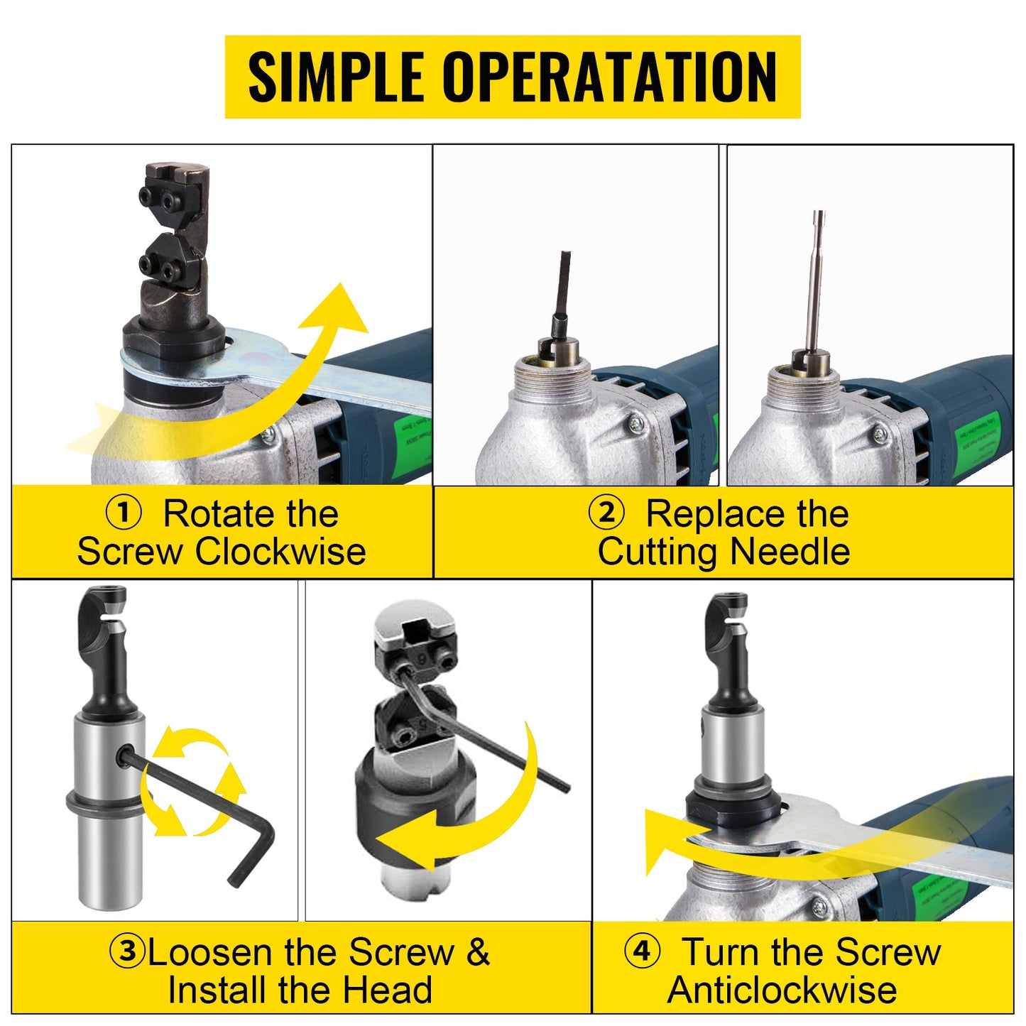 VEVOR Electric Nibbler 1.8mm Heavy Duty Metal Sheet Cutter Stainless Steel 380W