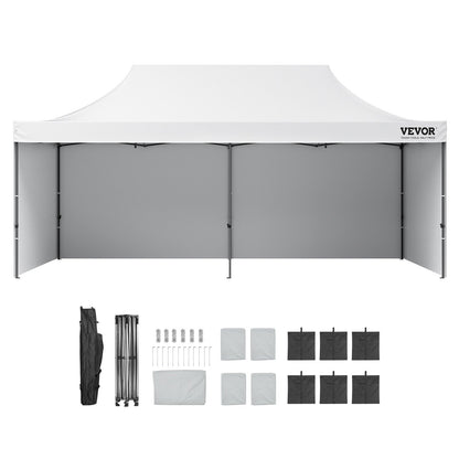 Pop Up Canopy Tent Outdoor Gazebo Tent 10x20FT with Sidewalls & Bag White