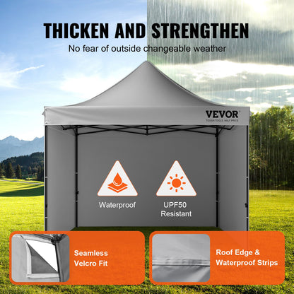 304.8 x 304.8 cm Pop up Canopy with Removable Sidewalls, Instant Canopies Portable Gazebo & Wheeled Bag, UV Resistant Waterproof, Enclosed Canopy Tent for Outdoor Events, Patio, Backyard, Party