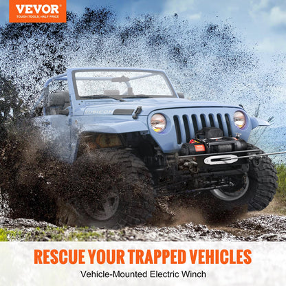 VEVOR Electric Winch, 4536 kg Load Capacity Nylon Rope Winch, IP67 8.9 mm x 25.9 m ATV Winch with Wireless Handheld Remote & Hawse Fairlead for Towing Jeep Off-Road SUV Truck Car Trailer Boat